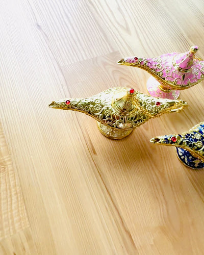 Μαγικό Λυχνάρι του Αλαντίν με Επιλογή Χαρακτικής - Σκούρο Μπλε Παραλλαγή, με Χρυσές Λεπτομέρειες