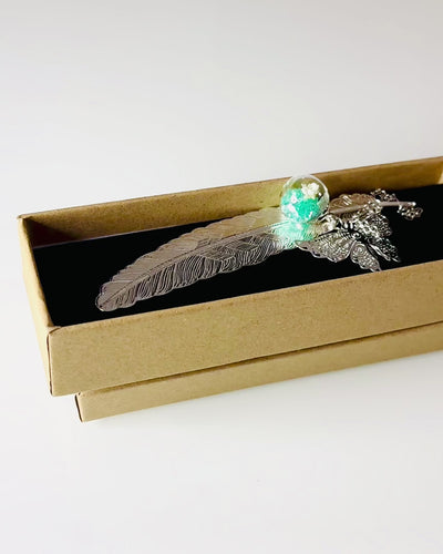 Kreatywna Zakładka do książki w Stylu Retro z Motywem Pióra i Motyla – Elegancki Prezent dla mamy, nauczyciela, Promocyjny, Kolor Srebrny/różowy