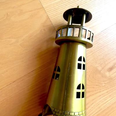 Latarnia Morska Świecznik na Tealight 18,5 cm w Antycznym Złocie z Opcją Grawerunku