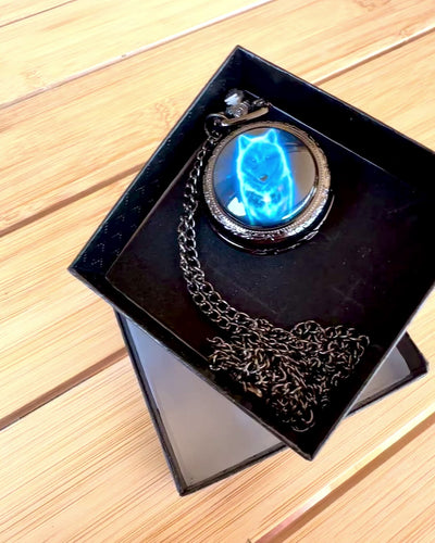 Τσέπης Ρολόι Lunar Wolf – Ρολόι Σεληνιακού Λύκου, δυνατότητα εξατομίκευσης με χάραξη για δώρο