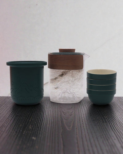 Górska Wyprawa – Turystyczny Zestaw do Herbaty z 4 Filiżankami