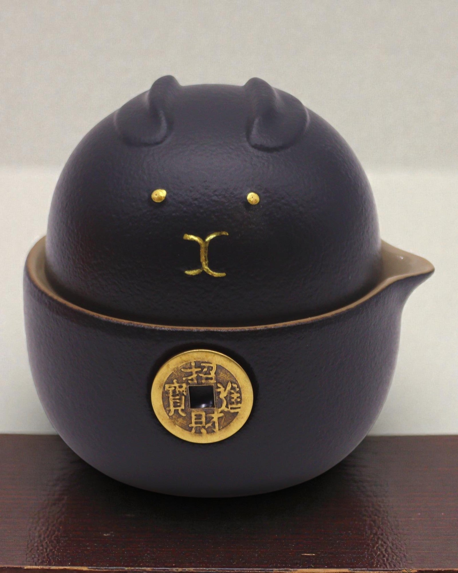 Μαύρη Γάτα Τύχης – Σετ Τσαγιού με 2 Φλιτζάνια (Μαύρο)