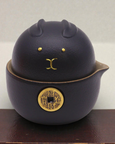 Μαύρη Γάτα Τύχης – Σετ Τσαγιού με 2 Φλιτζάνια (Μαύρο)