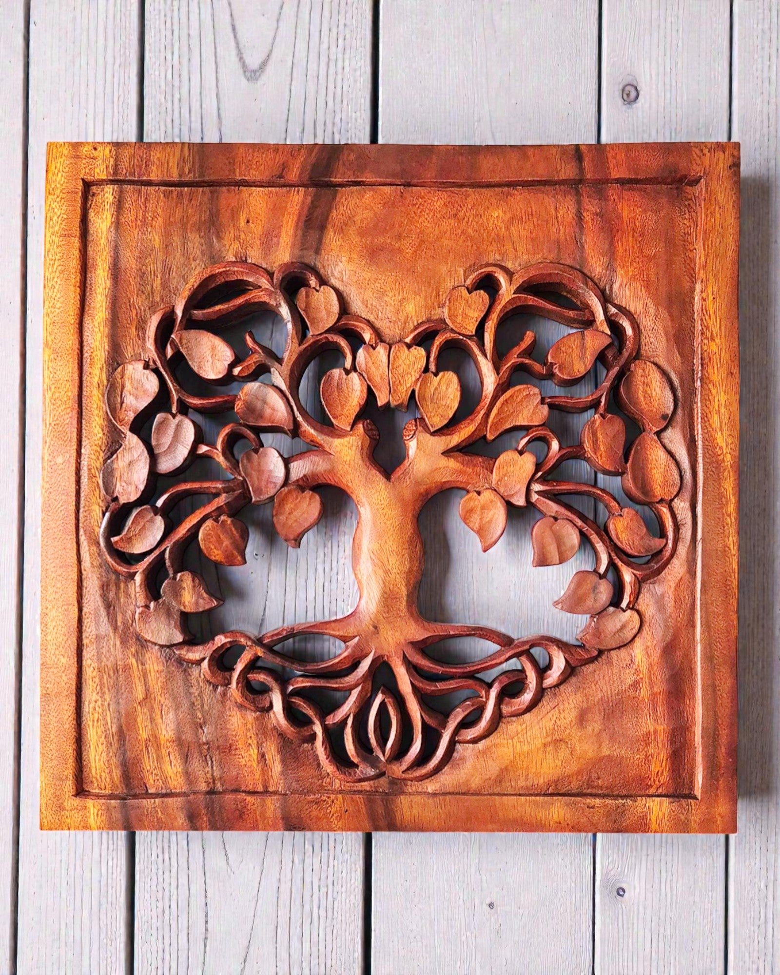 Τετράγωνο Διακοσμητικό Επιτοίχιο Πάνελ – Δέντρο της Ζωής Καρδιά 40x40 cm