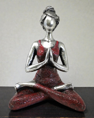 Figurka Kobiety 24 cm – Joga Srebrno-Bordowa Harmonia